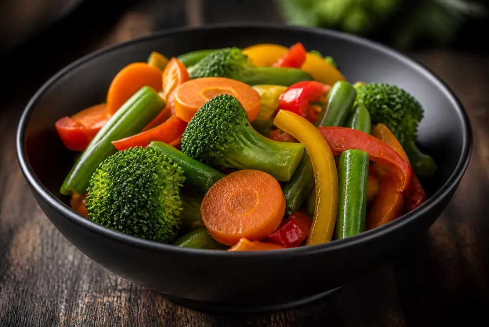 Steamed seasonal vegetables