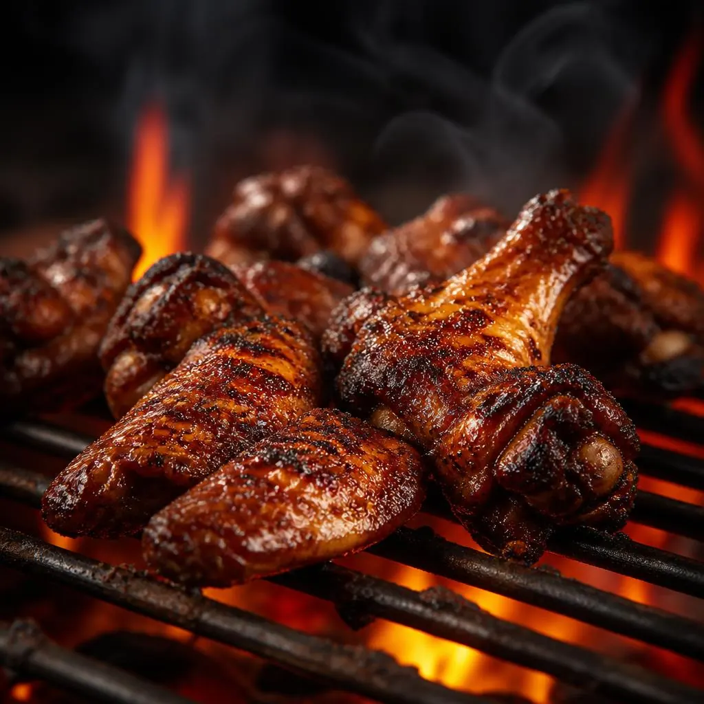 Jerk wings glazed and charred